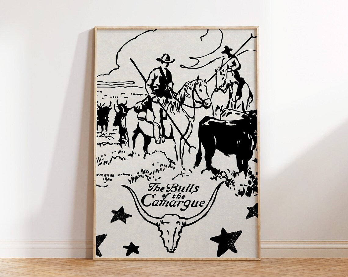 Vintage Cowboy Print Retro Western Art Print