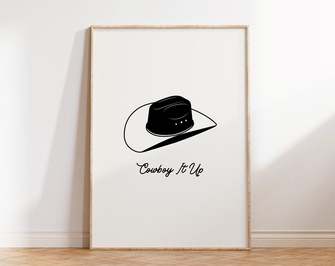 Cowboy It Up Minimalist Black Hat Script Western Typography Poster - Image 2