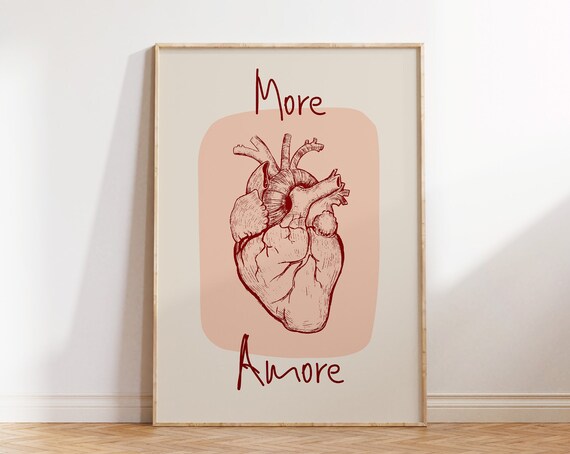 Trendy Heart Print Aesthetic Bedroom Minimalist Love Print Decor Cute Living Room Art Love Poster Eclectic Wall Art 1 Print
