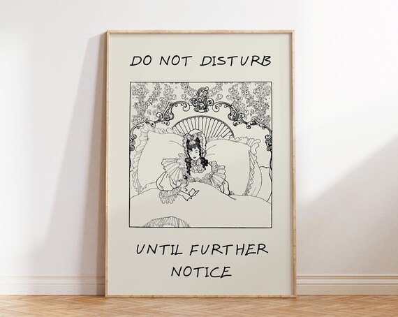 Do Not Disturb Print Vintage Woman Poster Trendy Bedroom Decor Cute Quote Art Aesthetic Apartment Wall Art Bed Print
