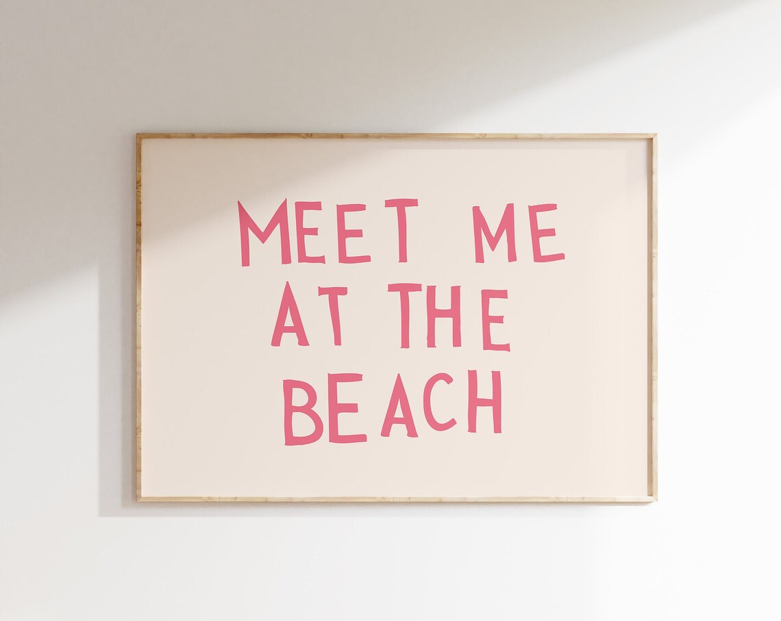Meet Me At The Beach Trendy Coastal Decor Poster - Image 4
