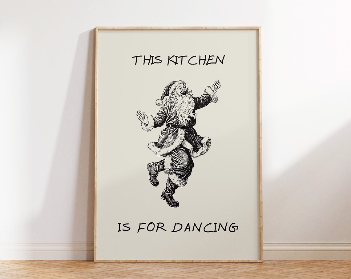 Vintage Christmas Santa Kitchen Dance Poster - Image 3