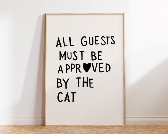Funny Cat Print Minimalist Heart Decor Cat Owner Gift Kitten Poster Trendy Cat Wall Art Heart Typography Poster 1 Print