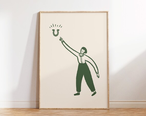 Lucky Charm Print St Patricks Day Decor Horseshoe Poster Green Typography Wall Art Cute St Paddys Day Art 1 Print