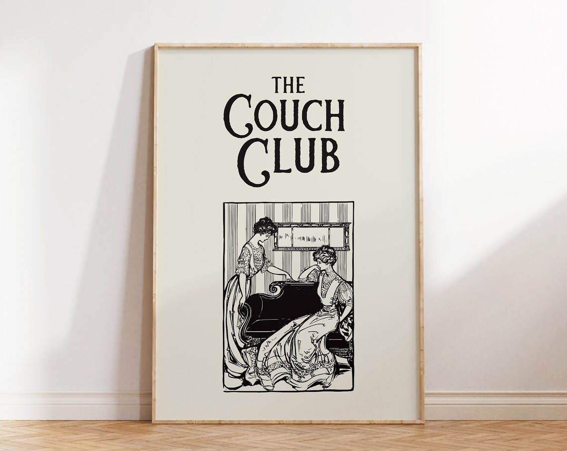 The Couch Club Vintage Women Relaxing Cozy Living Room Poster