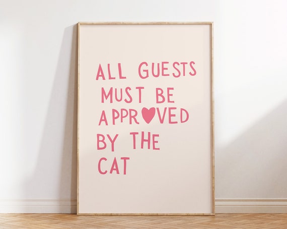 Funny Cat Print Minimalist Heart Decor Cat Owner Gift Kitten Poster Trendy Cat Wall Art Heart Typography Poster 1 Print