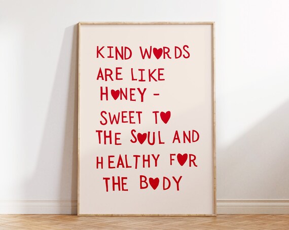 Kind Words Are Like Honey Art Print Minimalist Christian Wall Art Heart Poster Love Quote Proverbs 1624 Print 1 Print