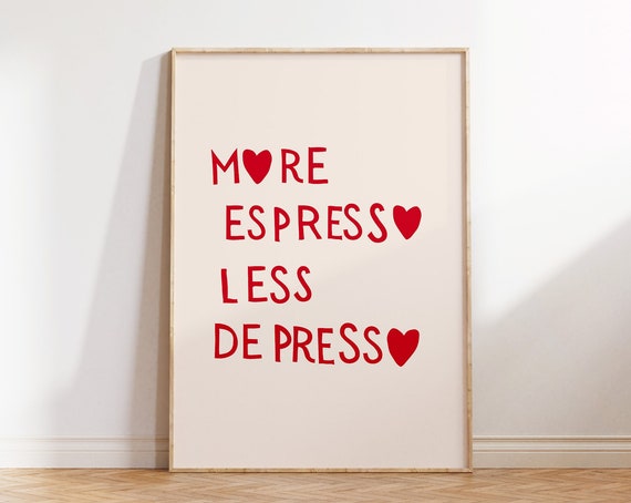 Coffee Art Print Kitchen Wall Art Print Minimalist Heart Print Coffee Poster Modern Coffee Aesthetic Kitchen Decor 1 Print