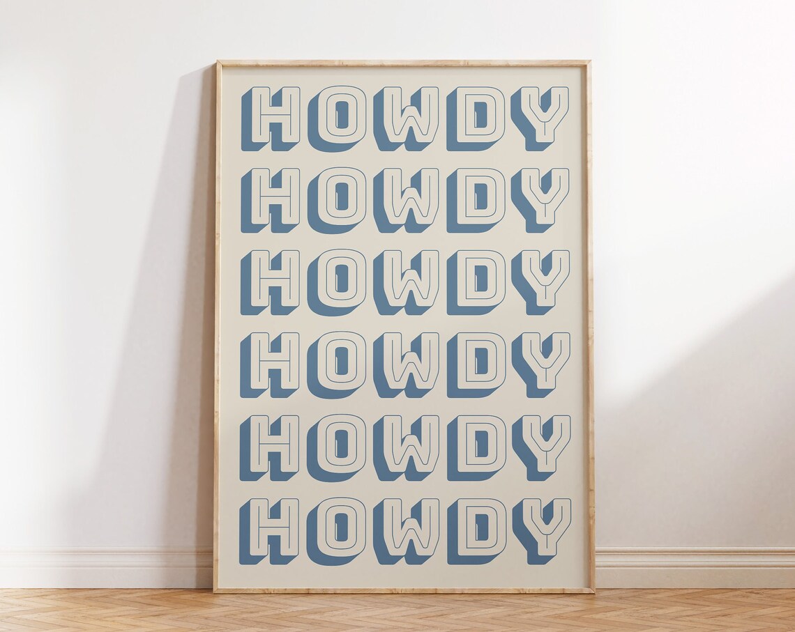 Howdy Retro Western Typography Art Print