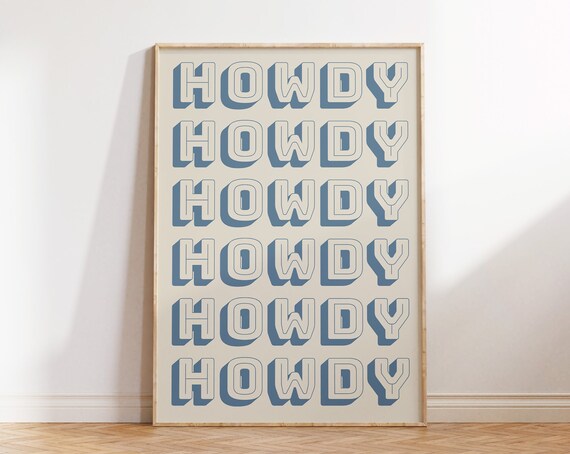 Howdy Retro Western Typography Art Print