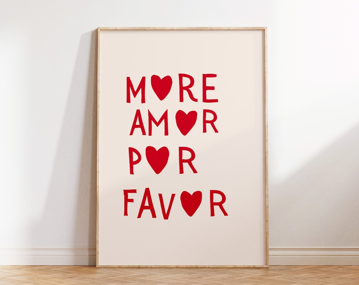 More Amor Por Favor Minimalist Heart Art Print