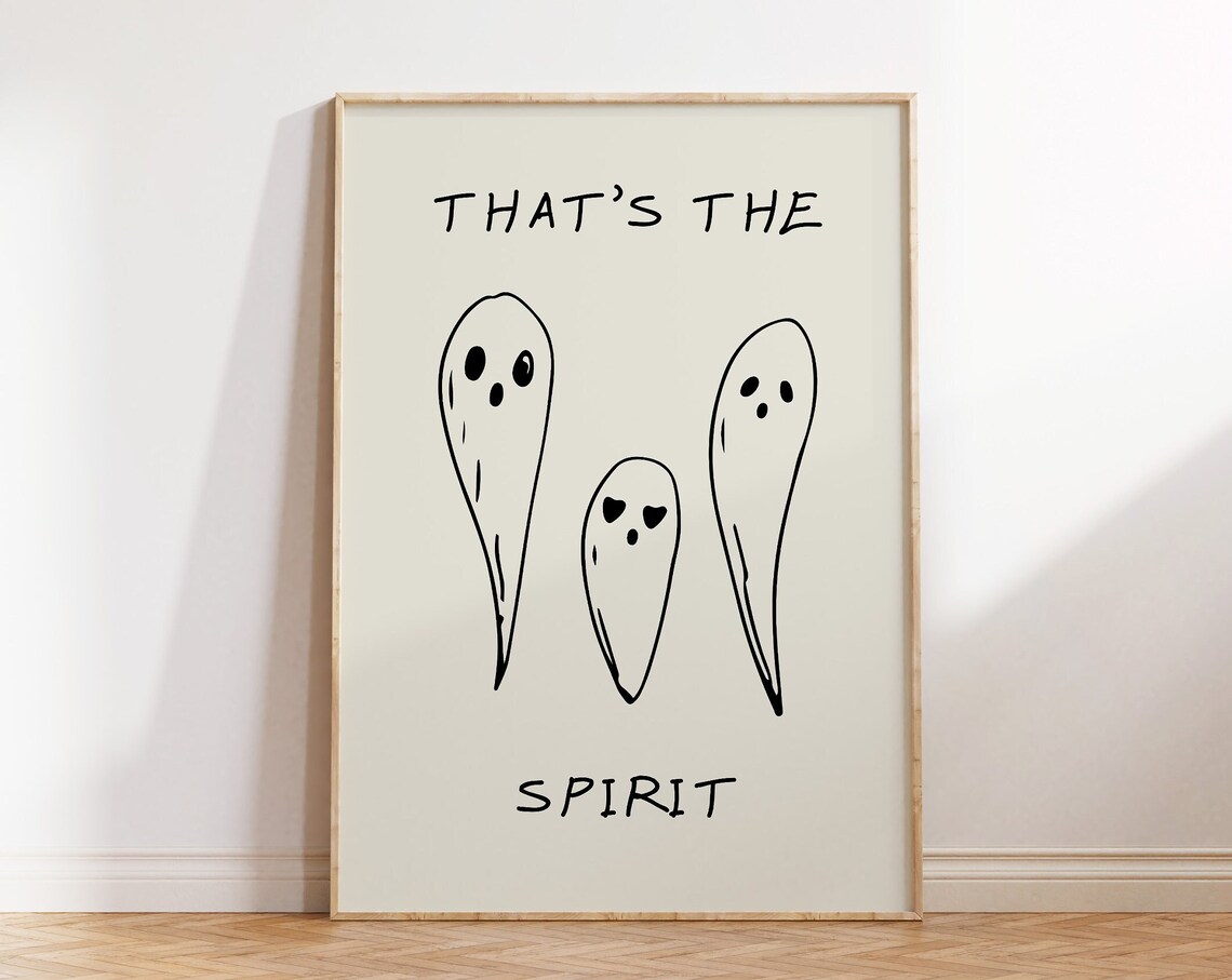 Thats The Spirit Trio Of Hand Drawn Ghosts Halloween Cute Poster