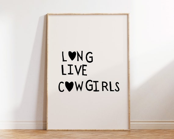 Cute Cowgirl Print Girly Western Wall Art Heart Typography Poster Wild West Print Trendy Western Quote Art Print 1 Print