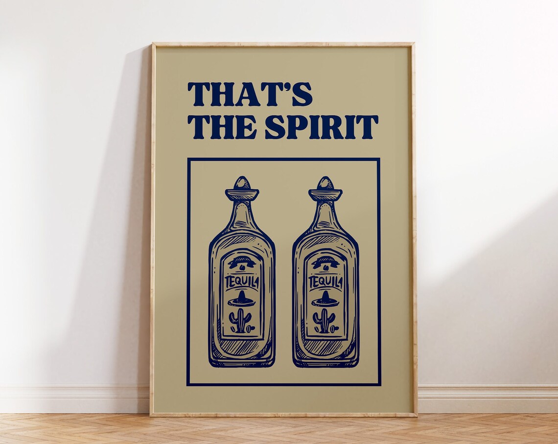 Vintage Liquor Bar Art Print, Bar Cart Decor