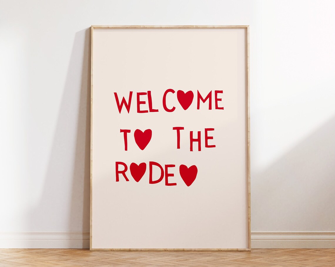 Red Western Print Cute Cowgirl Poster Heart Typography Art Print Trendy Apartment Wall Art Cowboy Quote Print 1 Print
