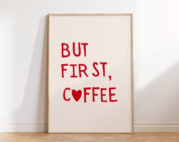 Coffee Art Print Kitchen Wall Art Print Minimalist Heart Print Coffee Poster Modern Coffee Aesthetic Kitchen Decor 1 Print