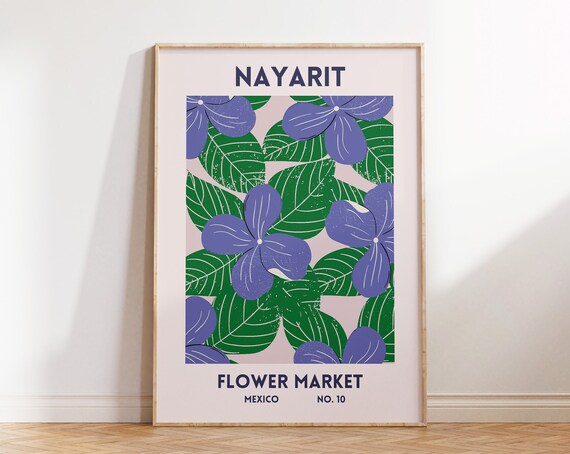 Nayarit Flower Market Mexico Bold Botanical Gallery Wall Art