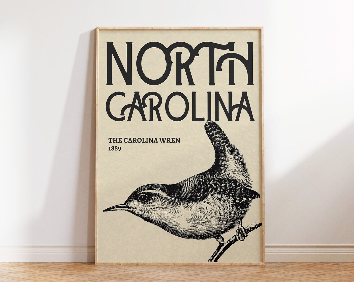North Carolina Vintage Bird Poster Art Print
