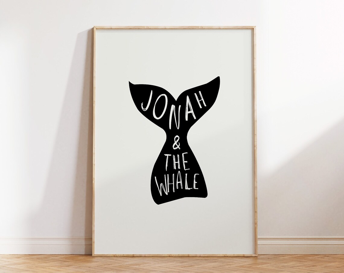 Jonah And The Whale Silhouette Minimalist Christian Bible Art Poster - Image 2