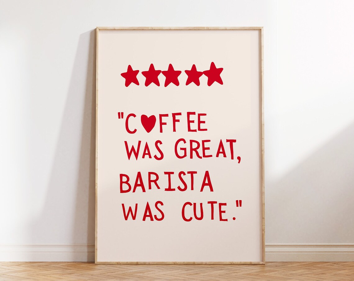 Five Star Coffee Review Minimalist Heart Art Print