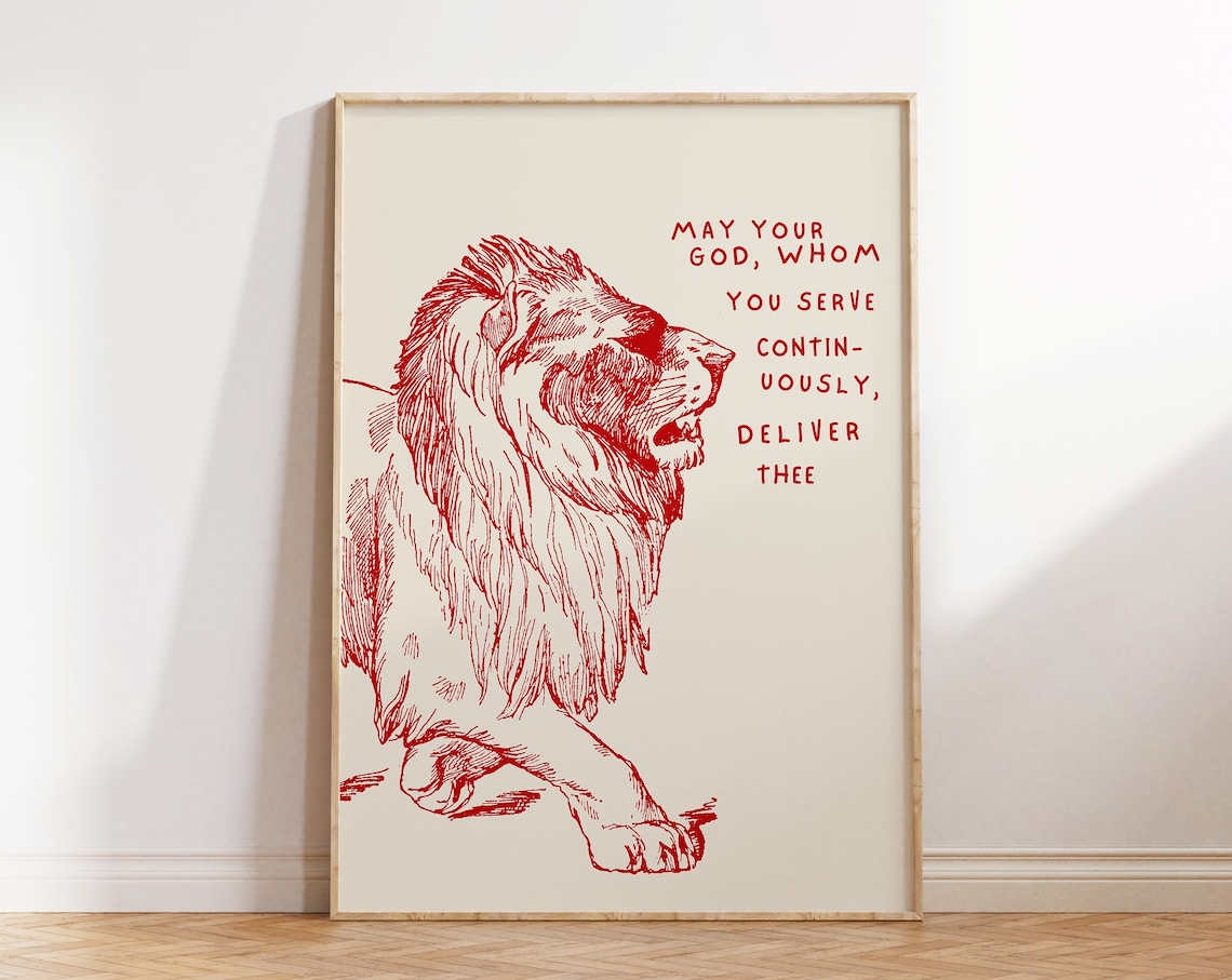 Daniel In The Lions Den, Modern Bible Poster