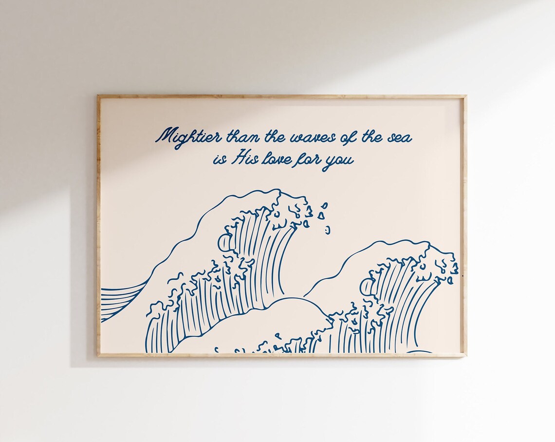 Mightier Than The Waves Art Print Minimalist Christian Wall Art Psalm 934 Print Bible Scripture Art 1 Horizontal Print - Image 4