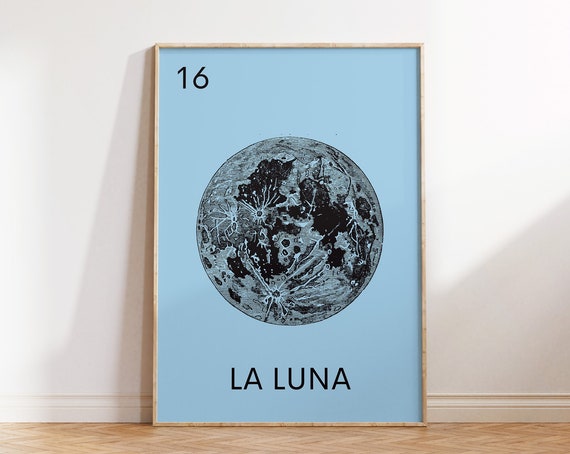 Mexican Loteria Print Vintage Moon Poster Mexico Art Print Mexico Wall Art Mexican Decor La Luna Print Loteria Art 1 Print