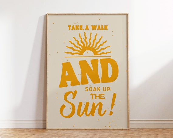 Yellow Retro Art Print Vintage Motivational Art Mental Health Poster Sun Quote Print Vintage Wall Art Retro Sun 1 Print