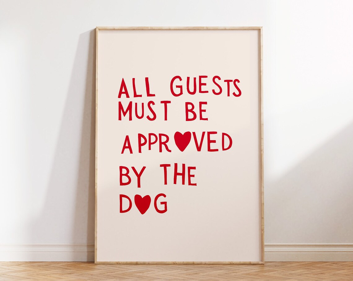 Funny Dog Print, Minimalist Heart Dog Owner Gift