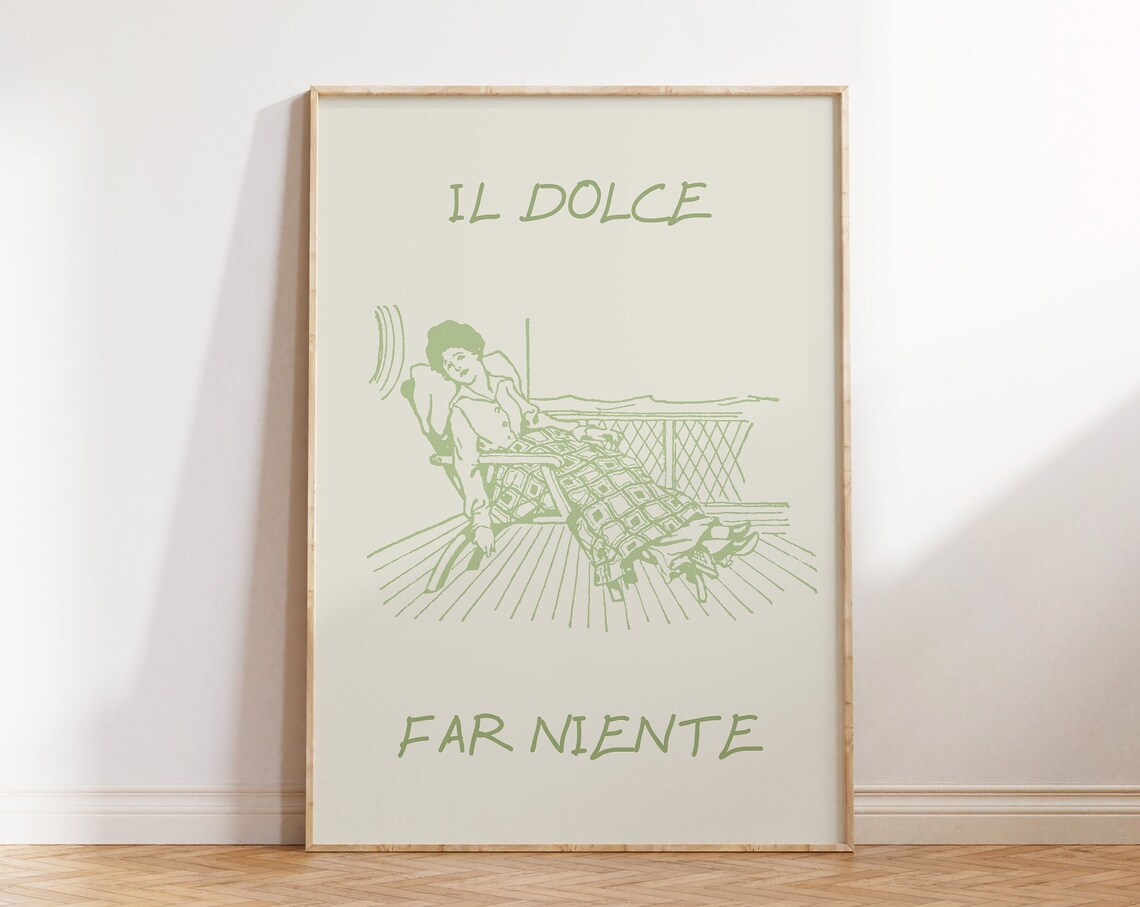 Il Dolce Far Niente Italian Quote Vintage Relaxing Life Wall Art