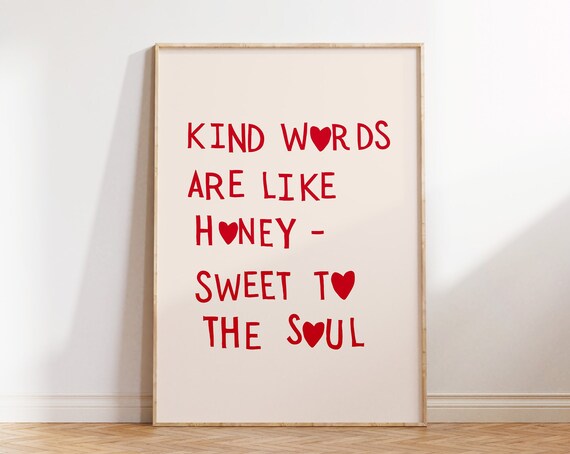 Kind Words Are Like Honey Art Print Minimalist Christian Wall Art Heart Poster Love Quote Proverbs 1624 Print 1 Print