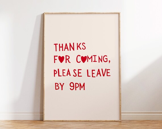 Minimalist Heart Print Funny Goodbye Print Aesthetic Home Decor Cute Modern Wall Art Red Trendy Quote Art Print 1 Print