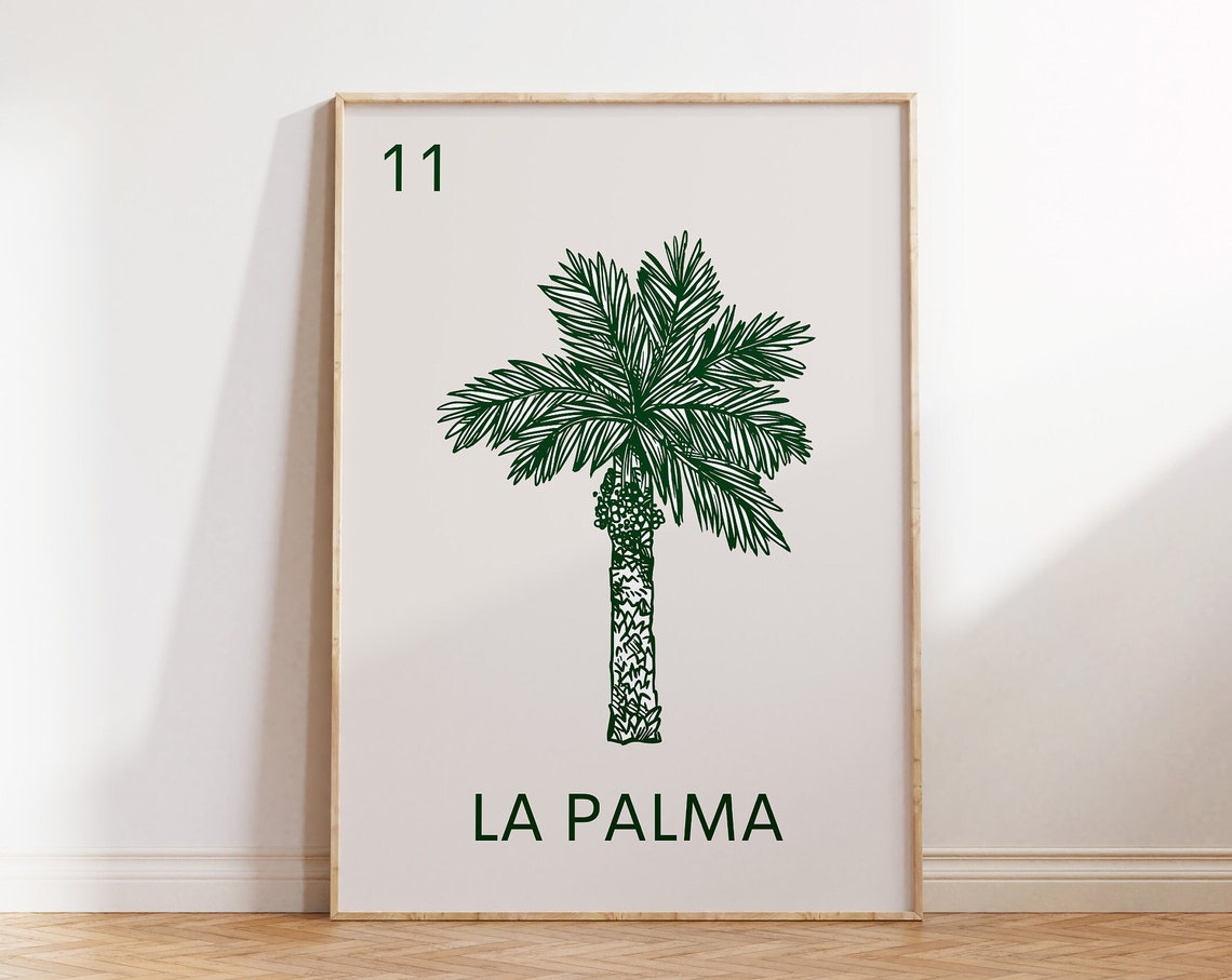 La Palma Loteria Card Poster Mexico Palm Tree Minimalist Art