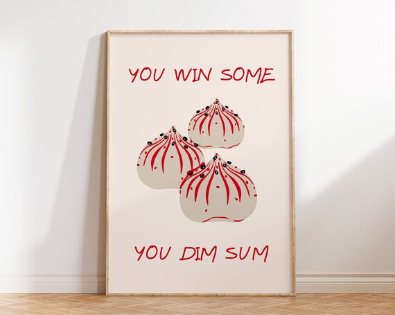 Dim Sum Print Cute Food Art Minimalist Kitchen Wall Art Dumplings Print Aesthetic Kitchen Decor Funny Wall Art 1 Print