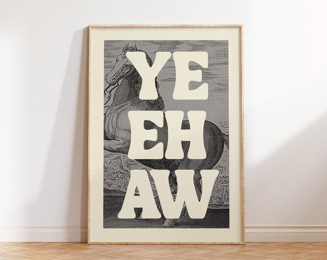 Vintage Yeehaw Western Horse Art Print