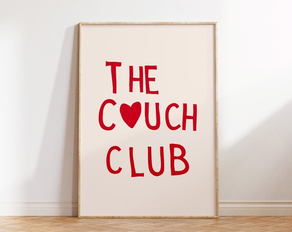 The Couch Club Print Minimalist Heart Poster Trendy Living Room Decor Cute Quote Art Aesthetic Apartment Wall Art 1 Print