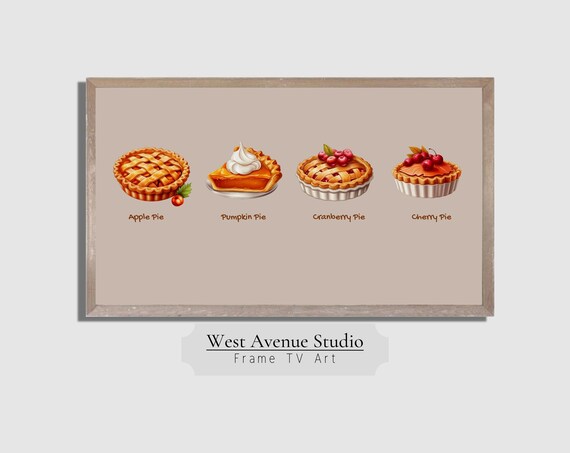 Apple Pumpkin Cranberry Cherry Pie Chart Cute Thanksgiving Dessert Poster