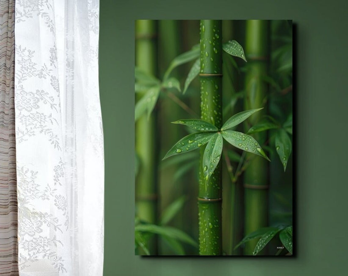 Green Bamboo Trees Wall Art Print Office Decor Bamboo Art Bamboo Print Giclee Home Art Decor Wall Decor Interior Design