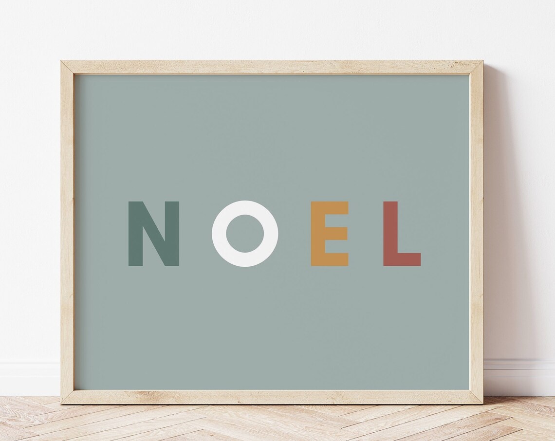 Noel Christmas Typography Poster Colorful Modern Holiday Sign Festive Decor