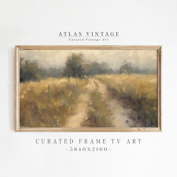Golden Country Road Spring Meadow Vintage Landscape Frame TV Poster
