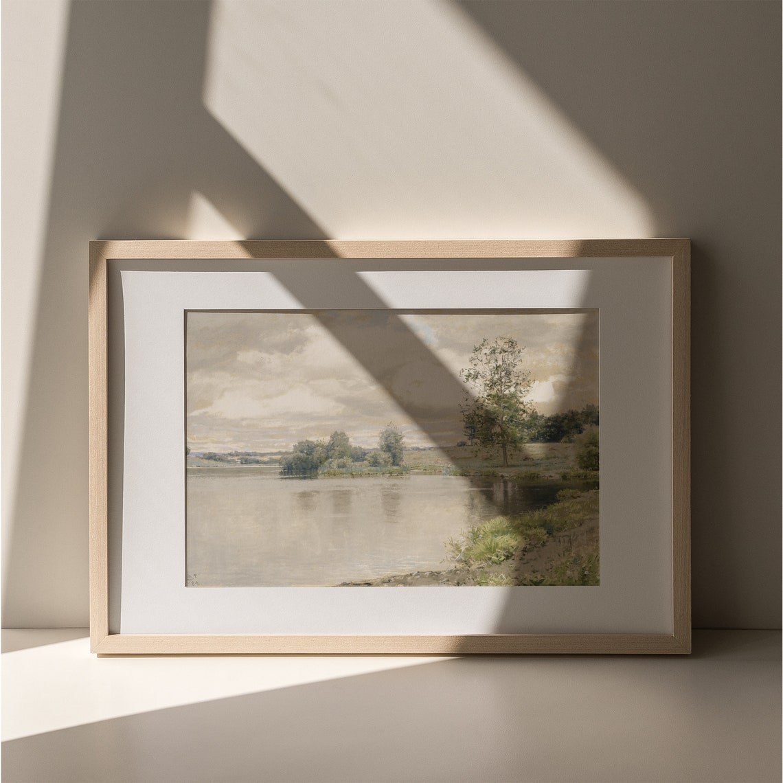 Vintage Summer Lake Landscape With Calm Water and Trees Muted Poster - Image 5