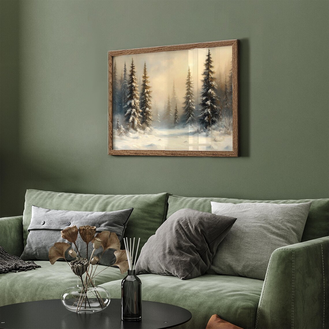 Snowy Pine Forest at Dawn Vintage Winter Morning Landscape Poster - Image 4