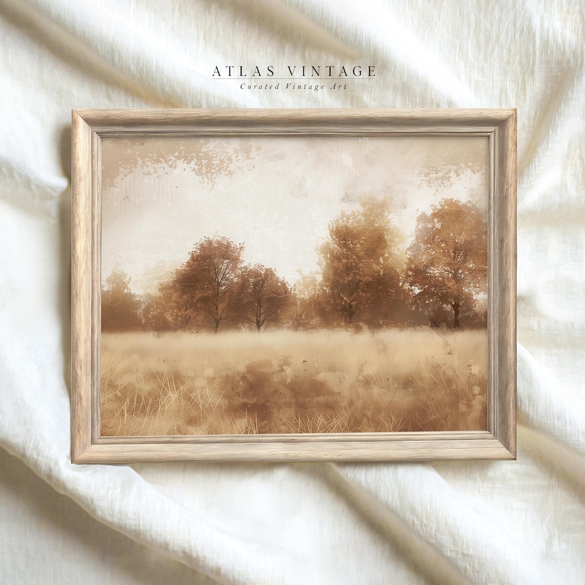 Sepia Autumn Field With Golden Trees Vintage Moody Fall Landscape Poster - Image 4