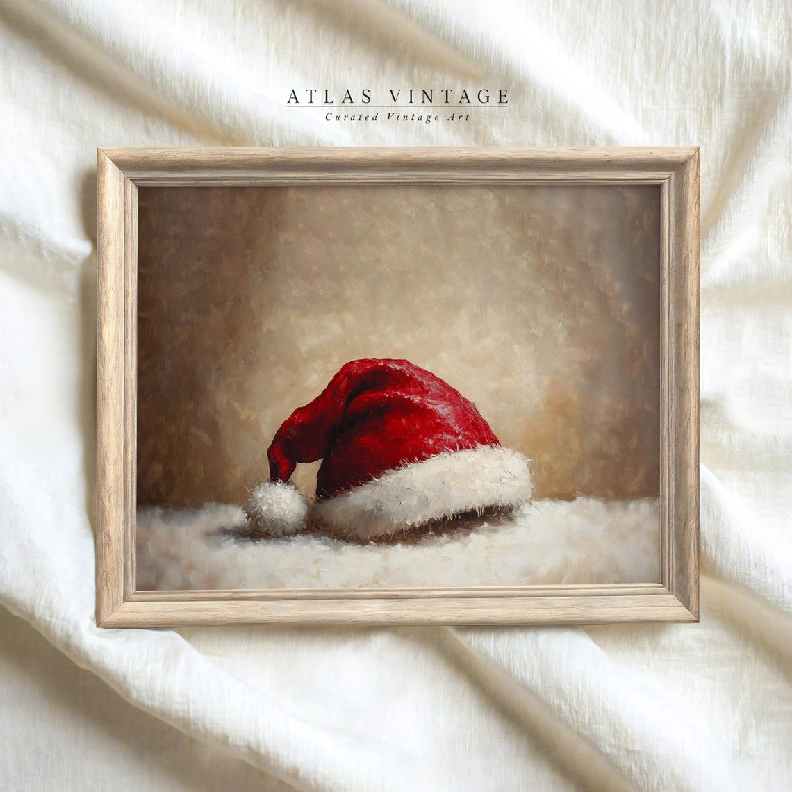 Santa Hat Resting on Snow Vintage Christmas Still Life Poster - Image 2