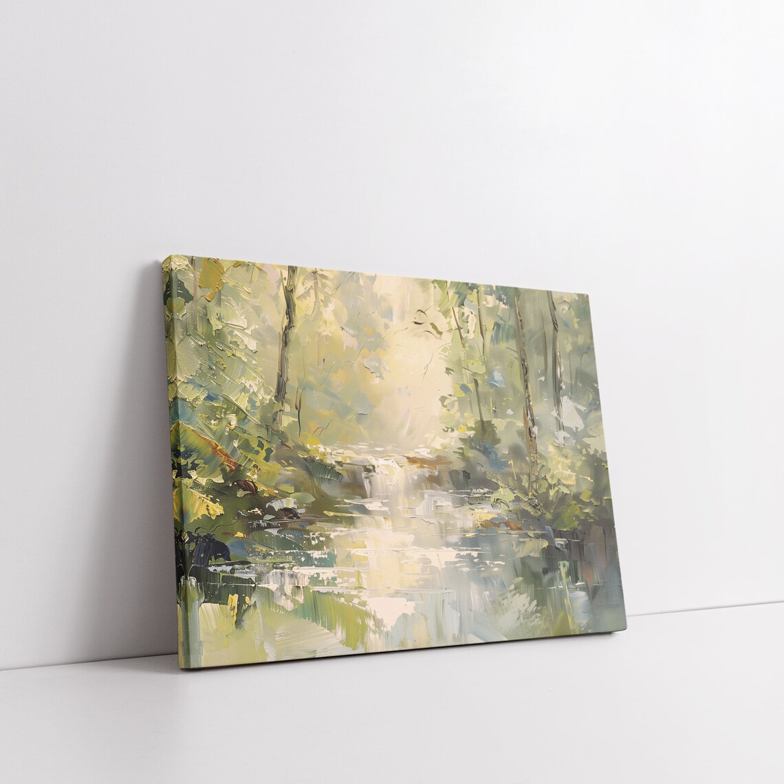 Sunlit Forest Stream With Sparkling Water And Green Canopy Woodland Poster - Image 7