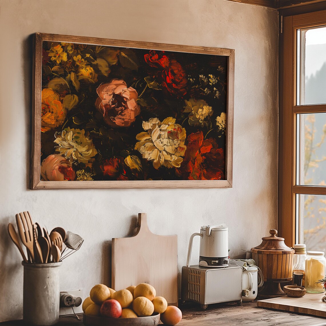 Dark Moody Floral Oil Painting Vintage Dutch Still Life Poster - Image 5