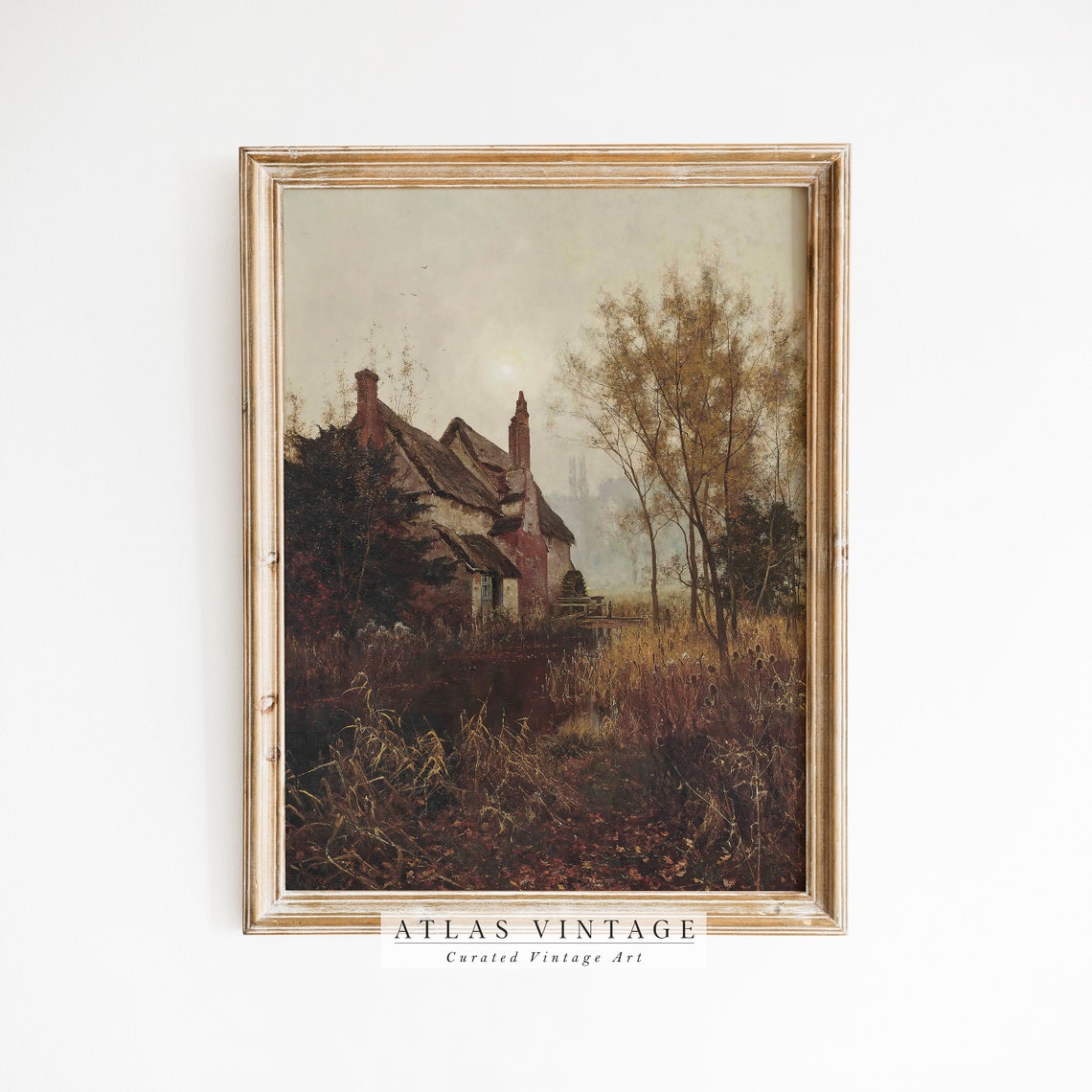 Autumn Cottage Among Fall Reeds Moody Vintage Landscape Poster - Image 8