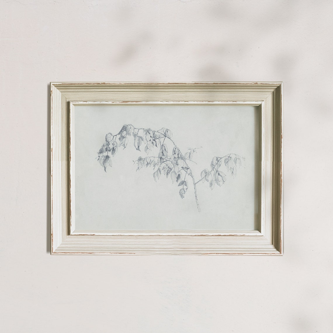 Delicate Leafy Branch Pencil Sketch Neutral Botanical Art Poster - Image 7