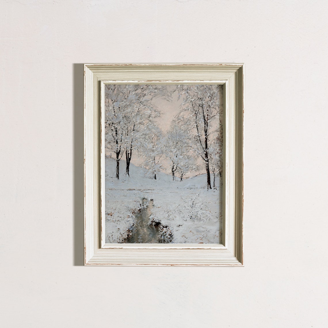 Vintage Snowy Forest Winter Landscape With Frosted Trees Stream Poster - Image 4