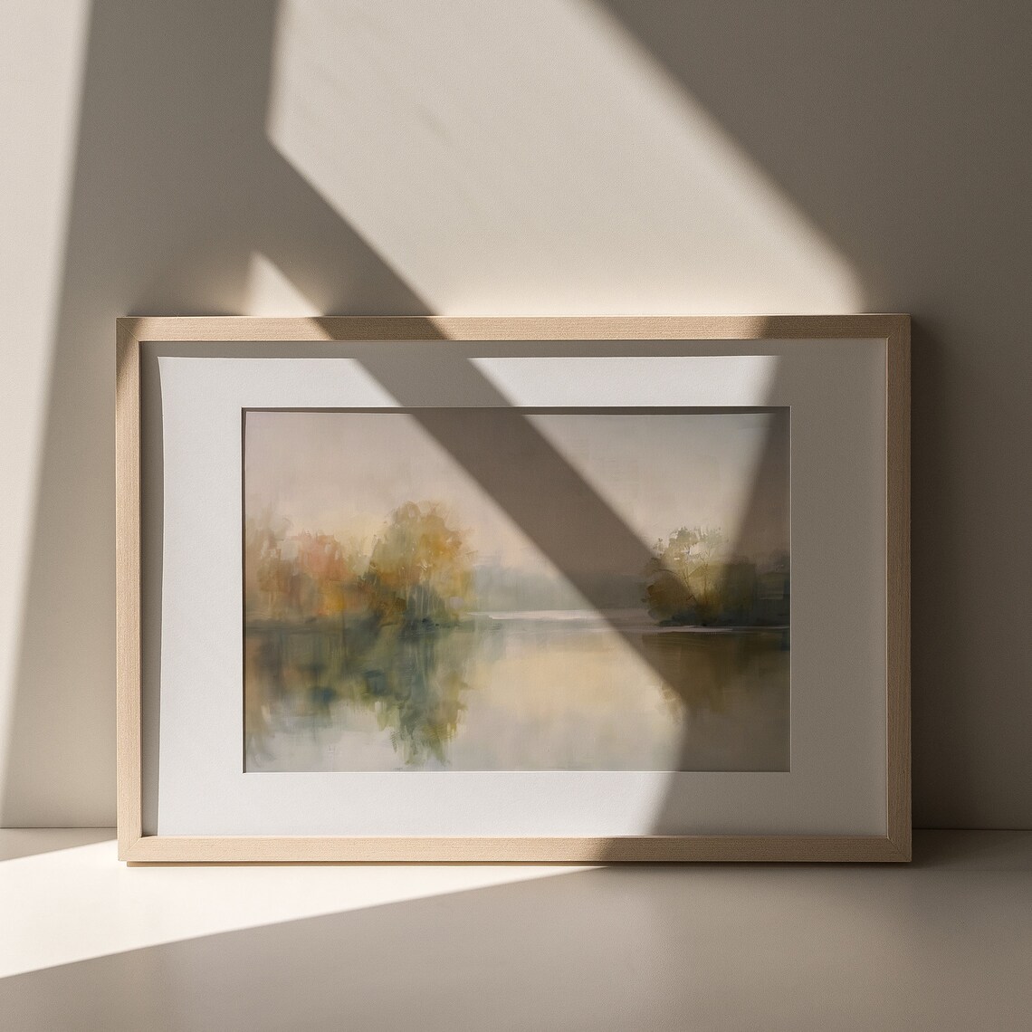 Misty Autumn Lake with Golden Trees Abstract Impressionist Landscape Poster - Image 6